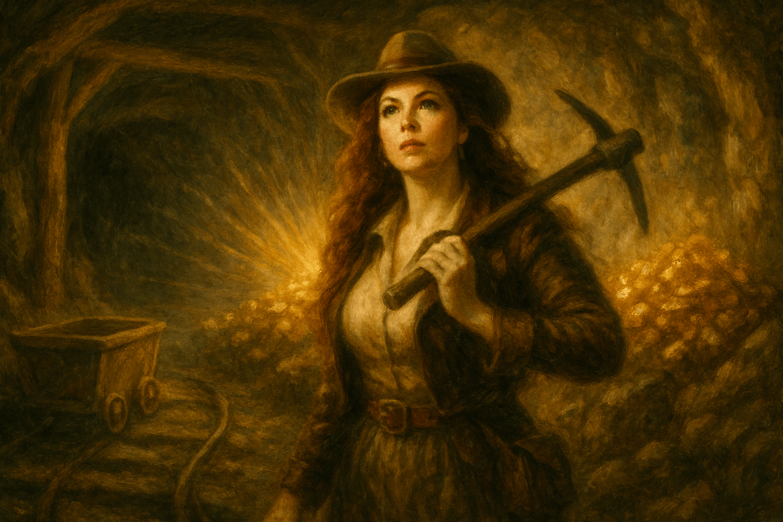 Leah McHenry in a gold mine.